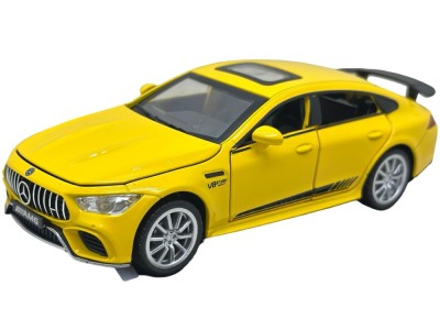 Macheta Mercedes GT63 AMG V8 1:32 galben, sunet, lumini, deschide usi si capote foto