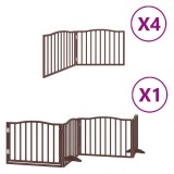 Cumpara ieftin Poarta caini pliabila cu usa 12 panouri maro 960 cm, lemn plop
