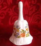 CLOPOTEL PORTELAN ENGLEZESC AYNSLEY FINE BONE CHINA MODEL COTTAGE GARDEN DECOR CU FLORI SI FLUTURI 13.5 CM