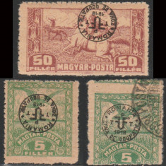 1919 Romania - 3 timbre cu erori de supratipar & perforare Emisiunea Debretin II