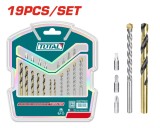 Set 19 burghie si biti TOTAL pentru metal, zidarie si insurubare