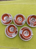Portelan Oscar Schlegelmilch, lot de 5 cescute, decor scena renascentista
