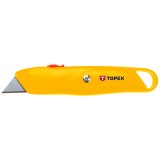 Cutter multifunctional Topex cu carcasa metalica galbena si lama trapezoidala