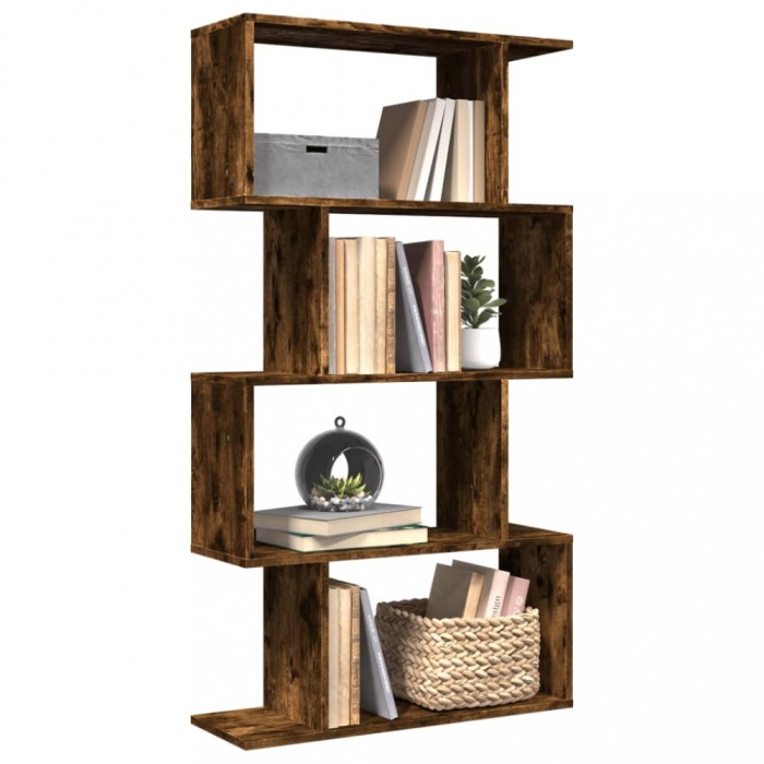 vidaXL Bibliotecă/separator 4 niveluri stejar fumuriu 70x24x129cm lemn 858106