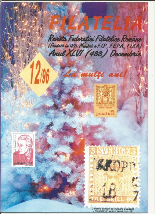 revista-FILATELIA pe anul 1996 contine nr 1,3,,6.7/8.12