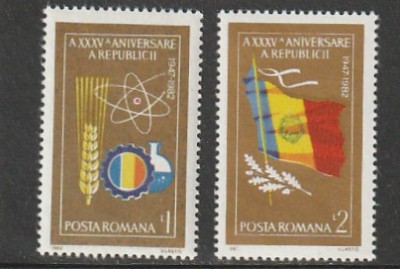 ROMANIA 1982 LP 1068 A 35-A ANIVERSARE A REPUBLICII SERIE MNH NESTAMPILATA foto