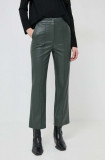 Max Mara Leisure pantaloni femei, culoarea verde, mulată, high waist 2416780000000