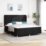 Cumpara ieftin Pat cu arcuri cu headboard Manual Negru 200 x 180 cm tesatura