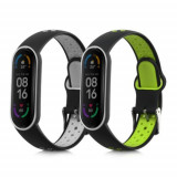 Set 2 curele kwmobile pentru Xiaomi Mi Smart Band 6/Mi Band 6/Band 5, Silicon, Gri/Verde, 59792.02