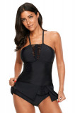 Cumpara ieftin Costum baie dama 2 piese tankini maieu cupe burete, pantaloni scurți negru. Costum de baie rochita, modelator cu bretele reglabile