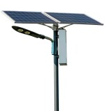 Stalp de iluminat stradal PNI SL802 cu doua panouri fotovoltaice 2 x 80W, proiector LED 2 x 30W, acumulator 60Ah si stalp de mon