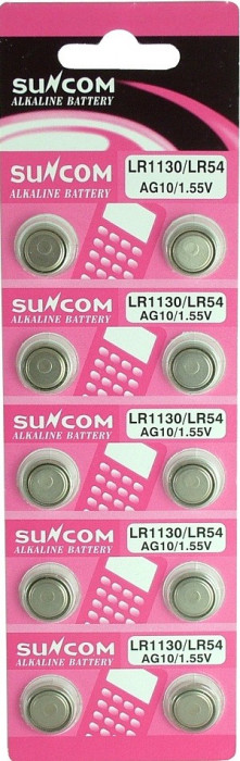 Baterie AG10, LR1130, LR54, alkalina, blister cu 10 bucati - 111203