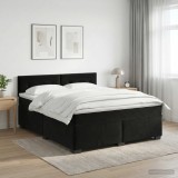 Cumpara ieftin Pat boxspring cu saltea cu headboard Negru 160 x 200 cm Catifea