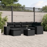 Cumpara ieftin Gossi set canapele de gradina cu perne, 7 piese, negru, poliratan
