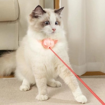 Zgarda interactivă pentru pisici, cu &amp;icirc;ncărcare automată și indicator laser, ideală pentru joacă și distracție, din ABS, marime ajustalila, roz foto