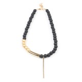 Colier elegant cu bilute mate si elemente metalice aurii