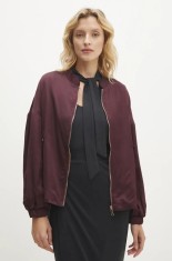 Answear Lab geaca bomber femei, culoarea bordo, de tranzitie, oversize