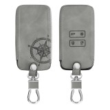 Husa Cheie Auto pentru Renault / Dacia - 4 Butoane - Keyless Go, Piele nabuc, Gri, 48565.01, Kwmobile