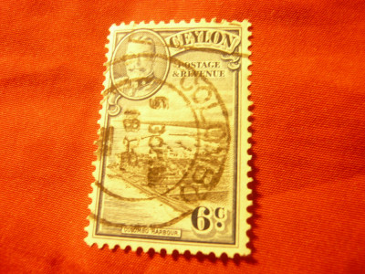 Timbru Ceylon colonie britanica 1935 George V ,motive locale , val. 6C stampilat foto