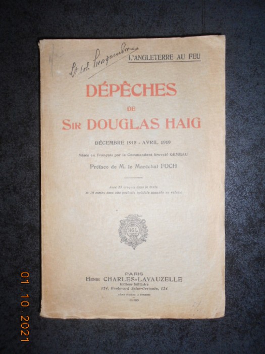 DEPECHES DE SIR DOUGLAS HAIG DECEMBRE 1915 - AVRIL 1919 (1920)