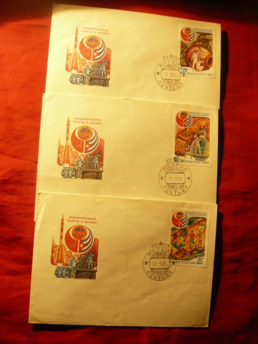 Set 3 Plicuri FDC URSS 1980 - Intercosmos -Zbor comun URSS Cuba