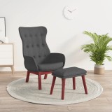 Scaun de relaxare cu taburet, gri deschis, textil
