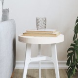 vidaXL Blat de masă rotund, alb, &Oslash;30x3 cm, lemn masiv de pin