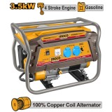 Generator curent electric, 3,5 kw, 4 timpi, benzina, aparat portabil de curent pentru santier sau uz casnic - Ingco GE35006