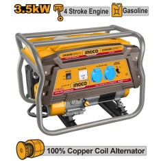 Generator curent electric, 3,5 kw, 4 timpi, benzina, aparat portabil de curent pentru santier sau uz casnic - Ingco GE35006