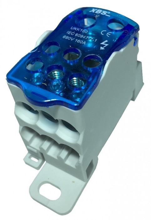 Clema de distributie 160A capac intrare 1x6-16mm2 + 1x10-70mm2 iesire 6x2,5-16mm2