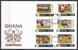 Ghana 2006 - Cupa Mondială de Fotbal - Germania, Serie + Colite, 4 FDC-uri Extra Mărimi, 4 POZE, SET COMPLET