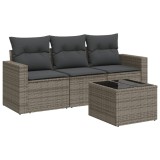 Cumpara ieftin Set canapea de gradina cu perne, 4 piese, gri, poliratan