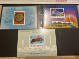 Romania 1972, LP 789 + LP 799 + LP 807, Olimpiada Munchen, setul complet de 3 colite nedantelate, MNH!