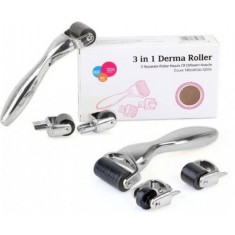 Derma roller corp set față ochi dermaroller dermaroller 3in1 oțel argint 3 piese