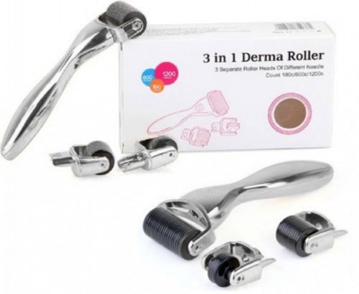 Derma roller corp set față ochi dermaroller dermaroller 3in1 oțel argint 3 piese foto