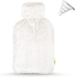 Set sticla cu husa pentru apa calda BetterDay&reg;, cauciuc/textil, alb, 2 L
