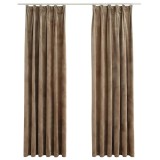 Draperii opace, 2 buc., bej, 140x225 cm, catifea, cu carlige