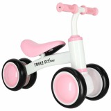 Bicicleta fara pedale pentru copii, 4 roti, roti EVA, roz/alb