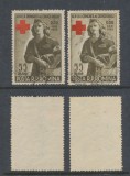 Romania 1956 timbru Crucea Rosie stampilat eroare cu cruce portocalie