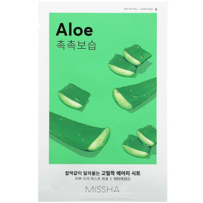 Masca de fata cu extract de Aloe, efect hidratant si calmant Missha Airy Fit Sheet Mask Aloe, 19g foto