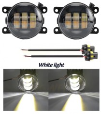 Set 2 proiectoare ceata LED Dacia, Renault, Ford, Citroen, Suzuki, lumina alba, diamentru O91 mm 12V, carcasa aluminiu, mufa H8 H11