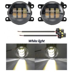 Set 2 proiectoare ceata LED Dacia, Renault, Ford, Citroen, Suzuki, lumina alba, diamentru O91 mm 12V, carcasa aluminiu, mufa H8 H11
