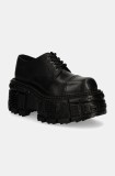 New Rock pantofi de piele CRUST NEGRO + TANK NEGRO femei, culoarea negru, cu platforma, M-TANKMILI003-S1