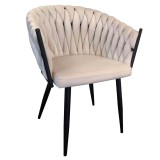 Cumpara ieftin Scaun dining catifea bej metal negru Bler 64x55x78 cm