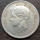 (A665) MONEDA DIN ARGINT SPANIA - 5 PESETAS 1898 SGV, REGELE ALFONSO XIII, Europa