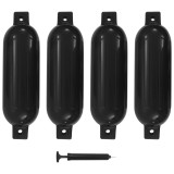 VidaXL Bară de protecție barcă, 4 buc., negru, 51x14 cm, PVC
