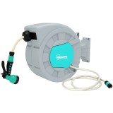 Outsunny Tambur Furtun de Grădină Retractabil, Rotativ la 180&deg; și Sistem de Blocare, 55x20x42 cm, Gri | Aosom Romania