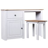 Cumpara ieftin Set masă toaletă, 2 piese, alb, lemn masiv de pin, gama Panama
