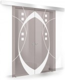 Usa culisanta Boss &reg; Duo model Shine alb, 80+80x215 cm, sticla bronz securizata, glisanta in ambele directii