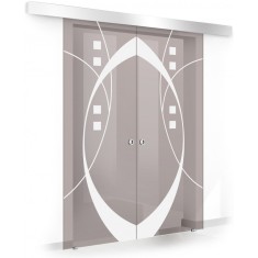 Usa culisanta Boss &reg; Duo model Shine alb, 60+60x215 cm, sticla bronz securizata, glisanta in ambele directii